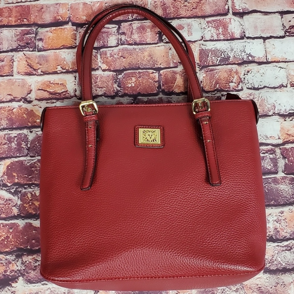 Anne Klein Shoulder Bag Red with gold Anne Klein Lion and Polka Dot Liner